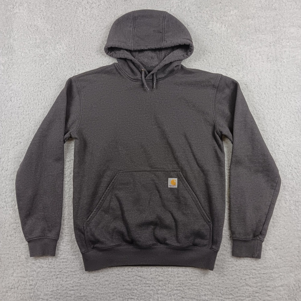 Carhartt Hoodie Loose Fit Mens S Gray Neon Yellow Sleeve Logo TS0288-M